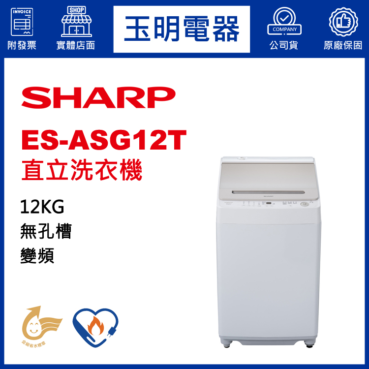 夏普12KG變頻直立洗衣機 ES-ASG12T