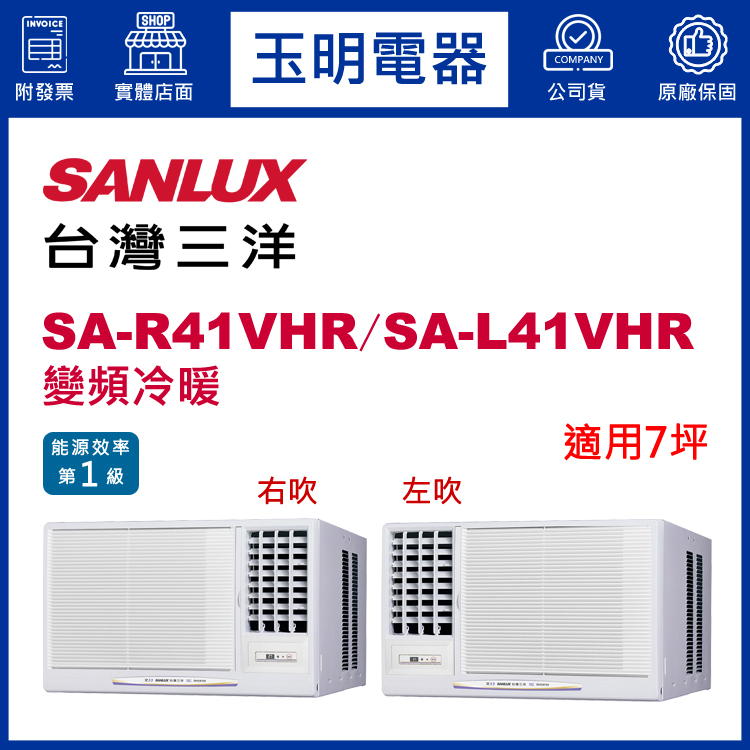 台灣三洋《變頻冷暖》窗型冷氣 SA-R41VHR/SA-L41VHR (適用7坪)