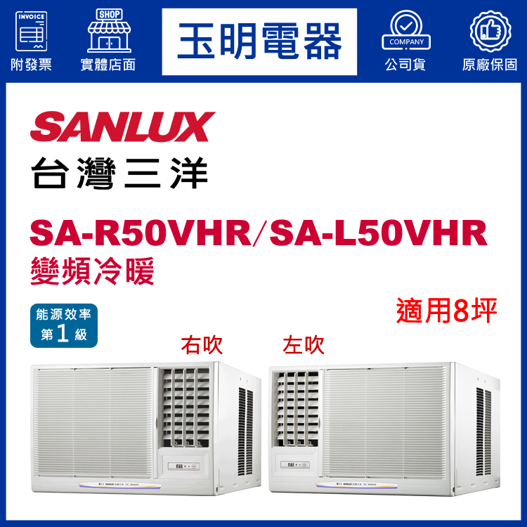 台灣三洋《變頻冷暖》窗型冷氣 SA-R50VHR/SA-L50VHR (適用8坪)