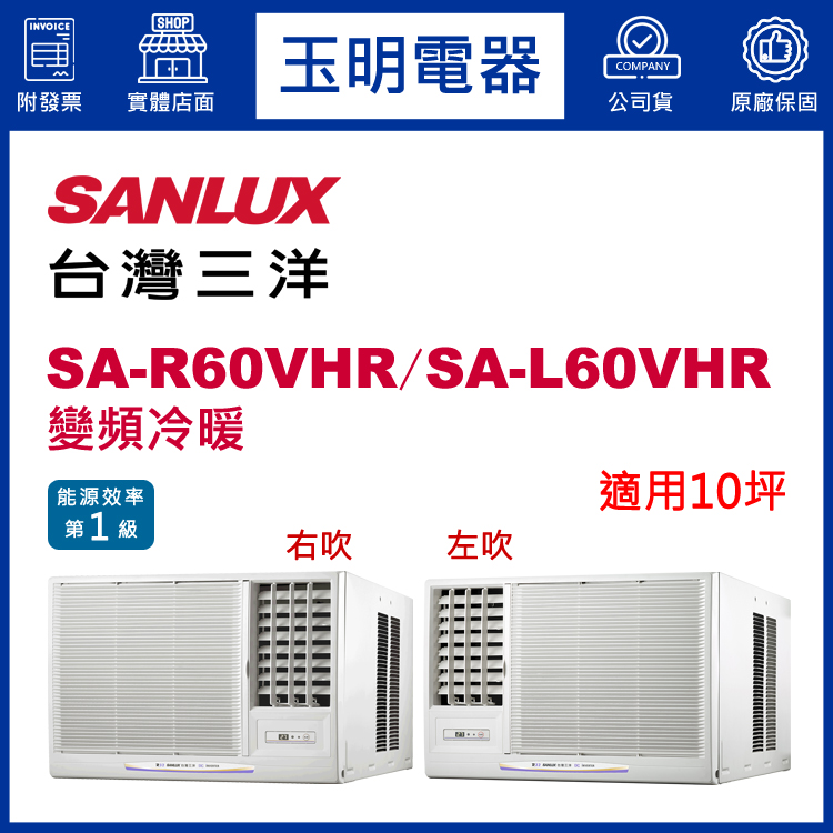 台灣三洋《變頻冷暖》窗型冷氣 SA-R60VHR/SA-L60VHR (適用10坪)